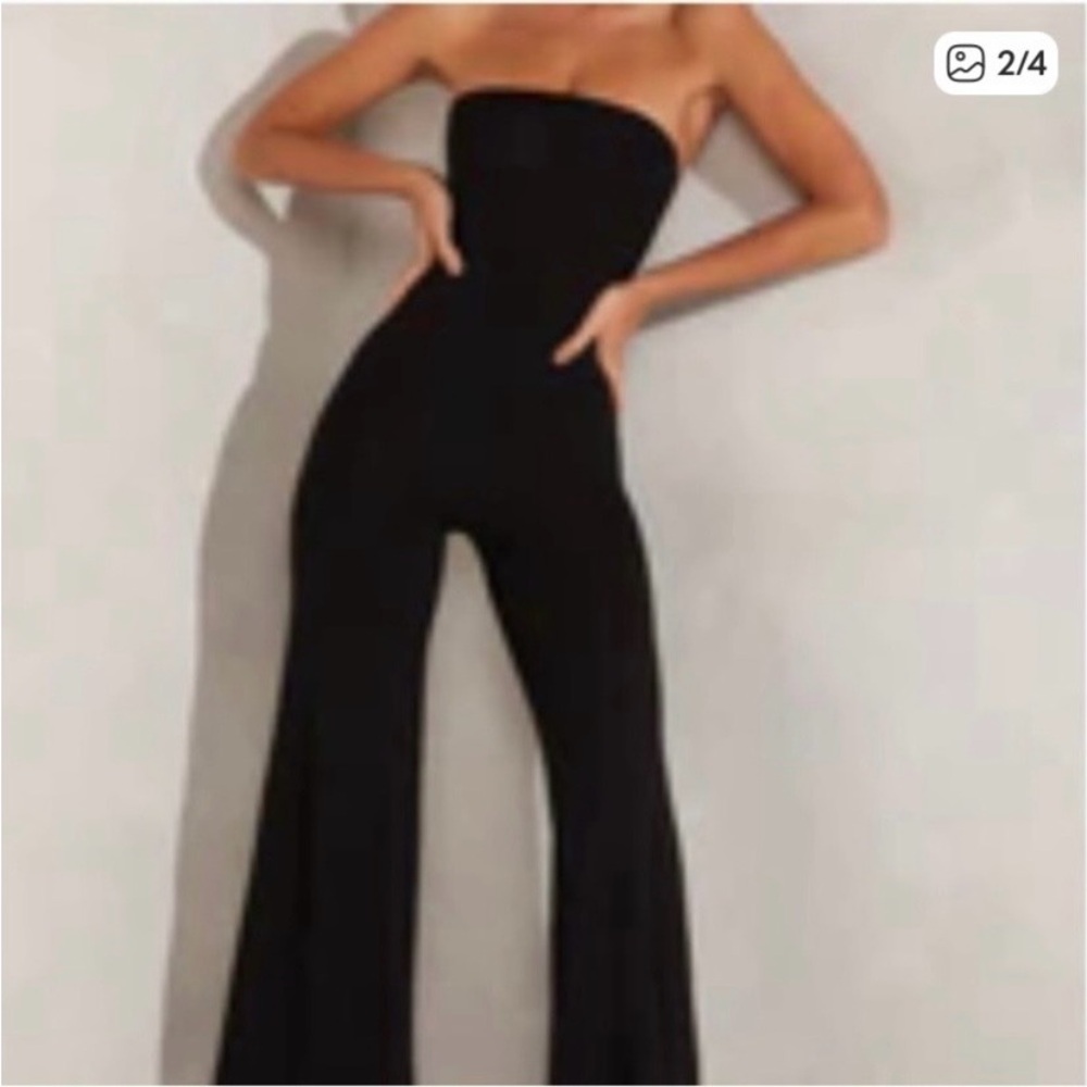 Oh Polly Strapless Black Wide-Leg Jumpsuit - Picture 7 of 7